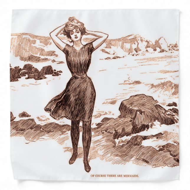 Mermaid Beach Gibson Girl Victorian Antique Bandana (Front)