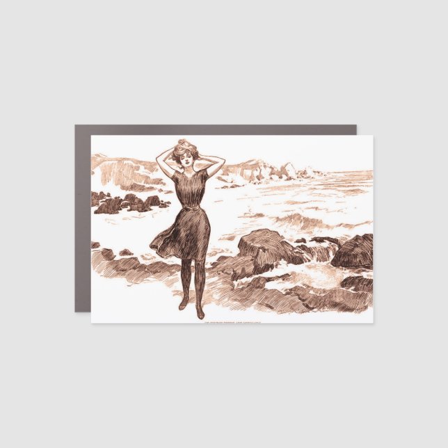 Mermaid Beach Gibson Girl Victorian Antique Car Magnet (Front)