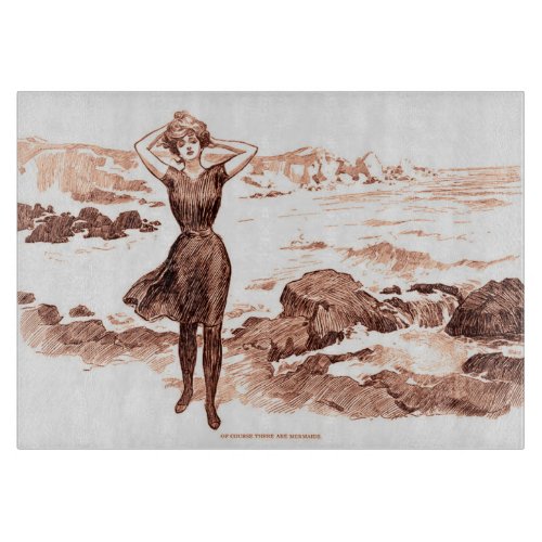 Mermaid Beach Gibson Girl Victorian Antique Cutting Board