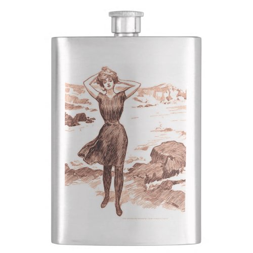 Mermaid Beach Gibson Girl Victorian Antique Flask