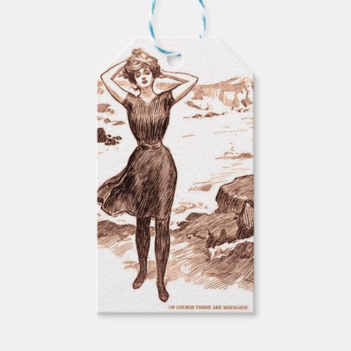 Mermaid Beach Gibson Girl Victorian Antique Gift Tags