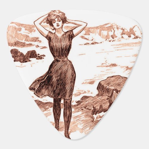 Mermaid Beach Gibson Girl Victorian Antique Guitar Pick