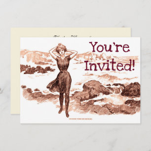 Mermaid Beach Gibson Girl Victorian Antique Invitation