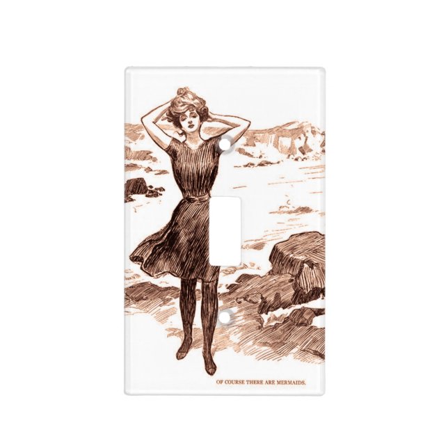 Mermaid Beach Gibson Girl Victorian Antique Light Switch Cover (Front)