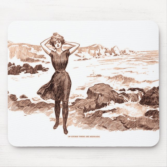 Mermaid Beach Gibson Girl Victorian Antique Mouse Pad (Front)