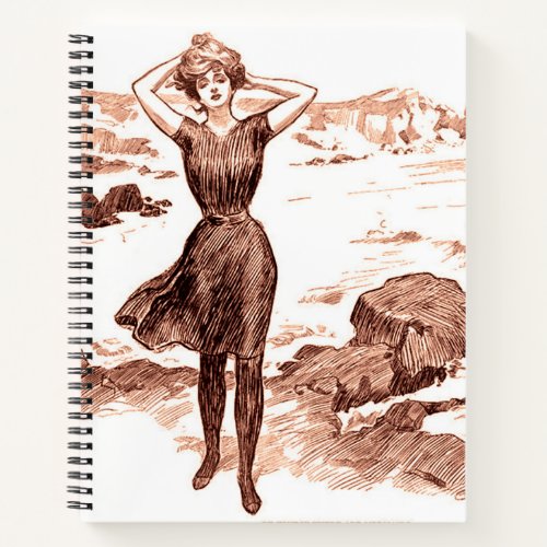 Mermaid Beach Gibson Girl Victorian Antique Notebook