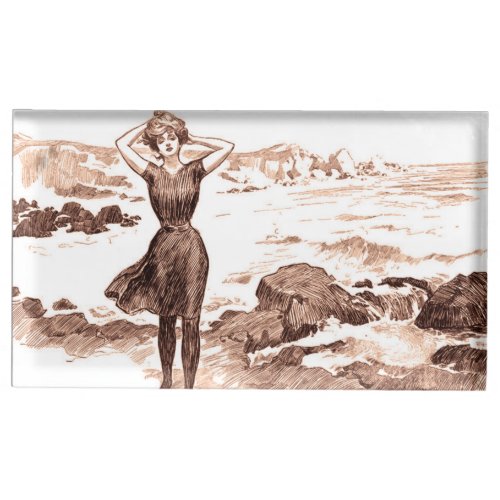 Mermaid Beach Gibson Girl Victorian Antique Place Card Holder