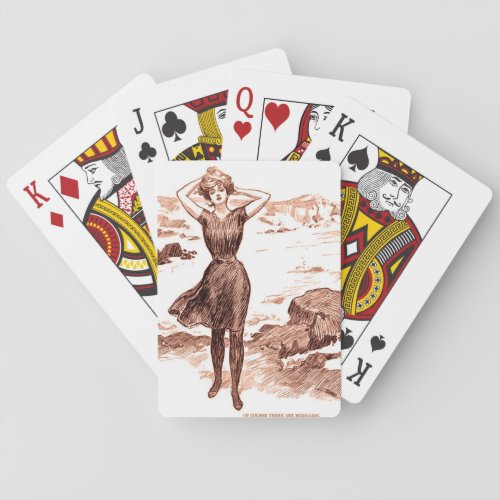 Mermaid Beach Gibson Girl Victorian Antique Poker Cards