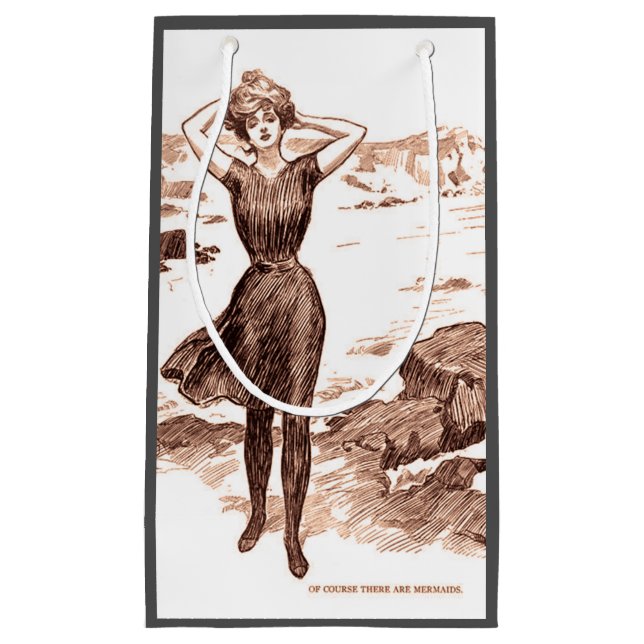 Mermaid Beach Gibson Girl Victorian Antique Small Gift Bag (Front)