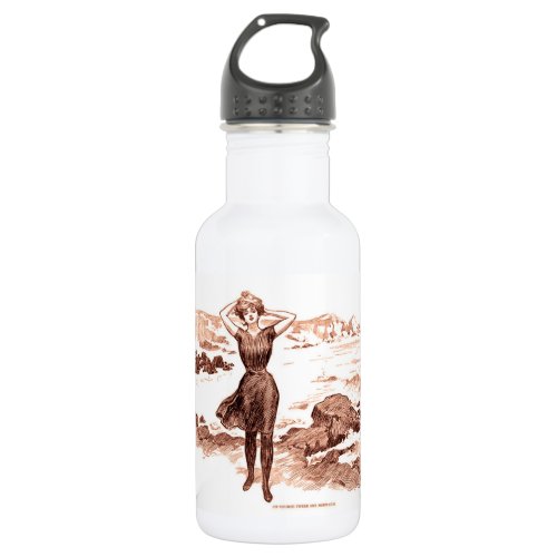 Mermaid Beach Gibson Girl Victorian Antique Stainless Steel Water Bottle