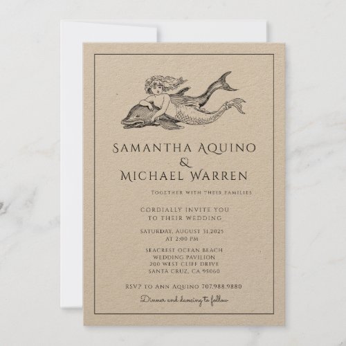 Mermaid Beach Kraft Wedding Invitation