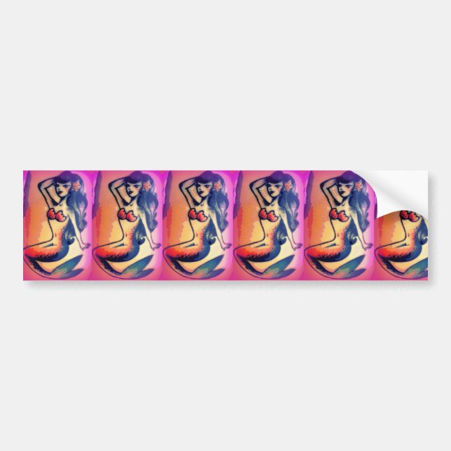 mermaid beauties pink bumper sticker (Front)