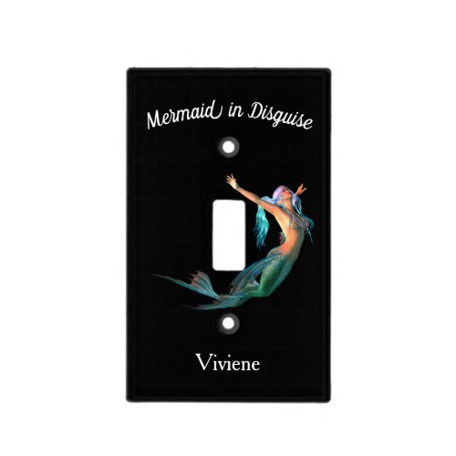 Mermaid  Beautiful  In Disguise Black Light Switch Cover