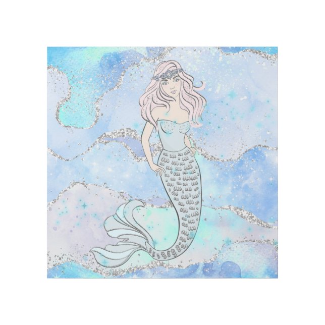 Mermaid Beautiful Underwater Blue Teal Glitter Gallery Wrap (Front)