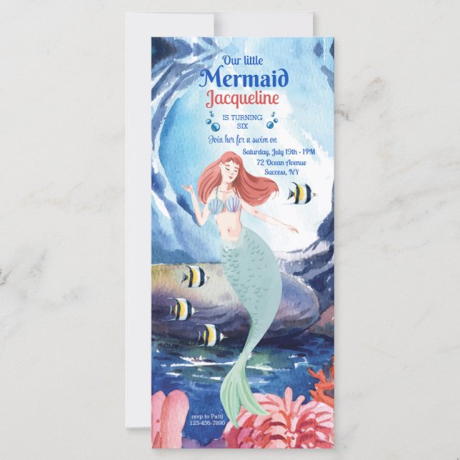 Mermaid Beauty Birthday Invitation (Front)