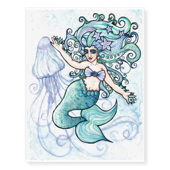 Mermaid belly dancer Marina Temporary Tattoos (Front)