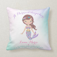 Mermaid Birth Stats Throw Pillow Mermaid Nursery