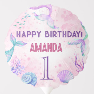 Mermaid birthday 1st Birthday Party Balloon