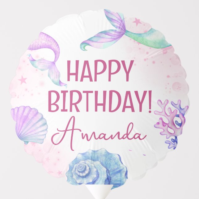 Mermaid birthday 1st Birthday Party  Balloon (Front)