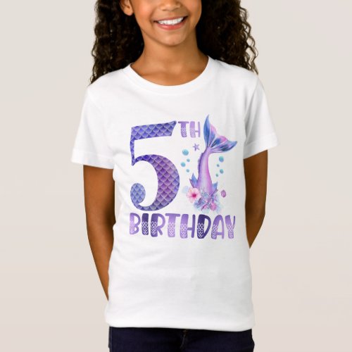 Mermaid Birthday 5th Birthday T_Shirt