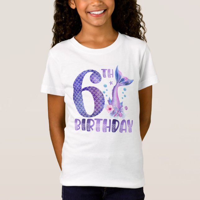 Mermaid Birthday 6th Birthday T-Shirt (Front)