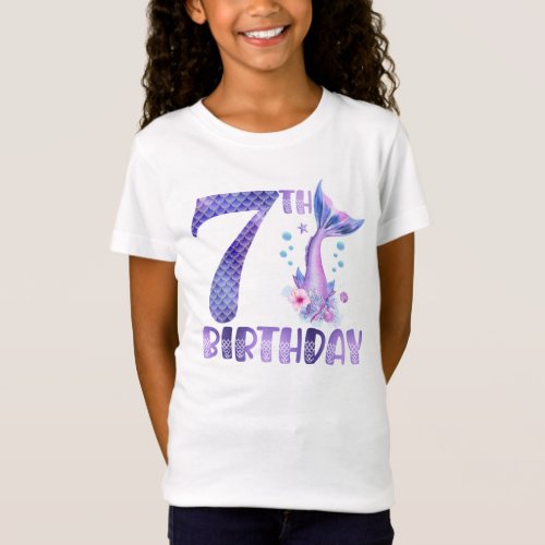 Mermaid Birthday 7th Birthday T_Shirt