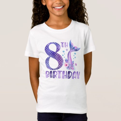 Mermaid Birthday 8th Birthday  T_Shirt