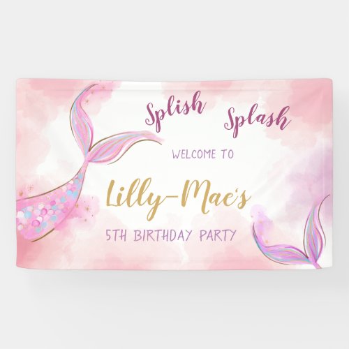 Mermaid Birthday Backdrop Girl Birthday Banner