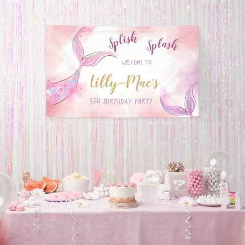 Mermaid Birthday Backdrop Girl Birthday Banner