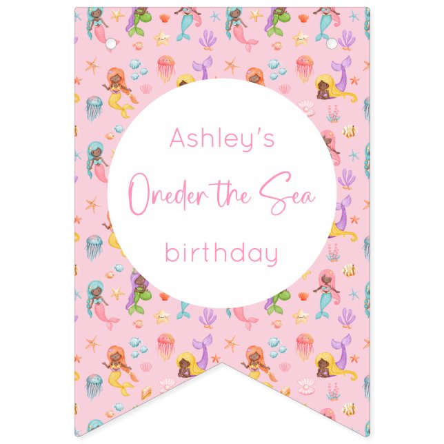 Mermaid Birthday Bunting Flags (First Flag)