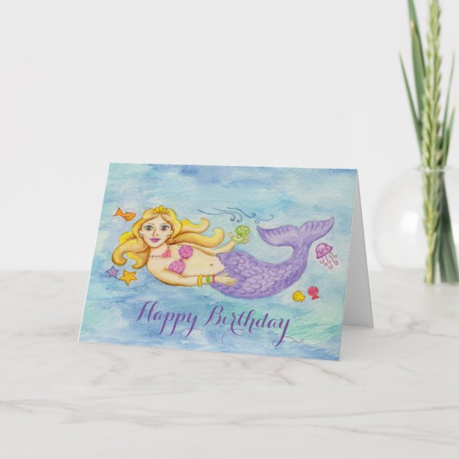 Mermaid birthday card (Front)