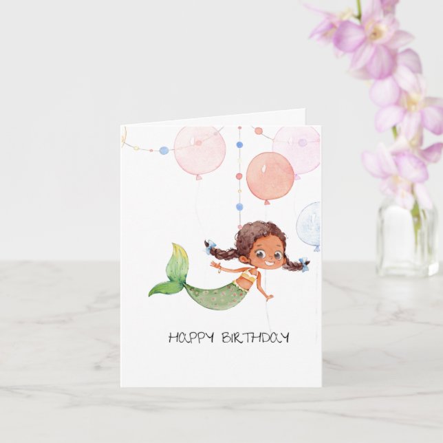 Mermaid Birthday Card for Girls (Orchid)