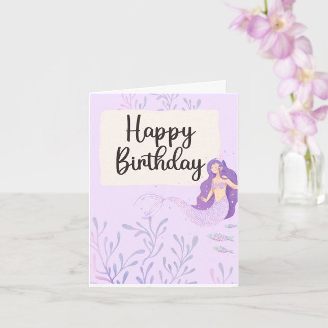 Mermaid Birthday Card for Girls (Orchid)