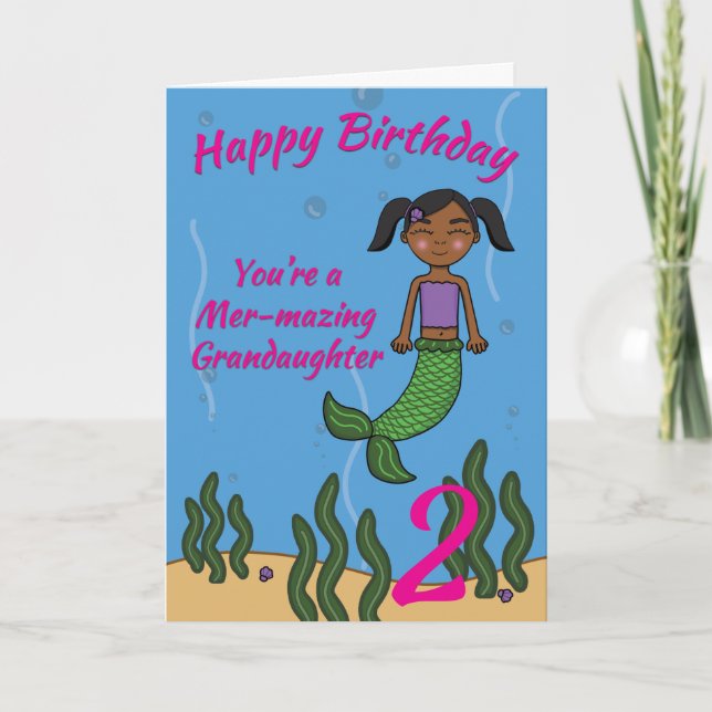Mermaid Birthday Card for Grandaughter Any Age (Front)