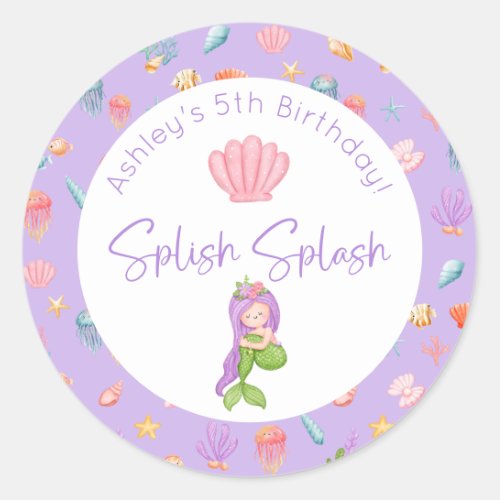 Mermaid Birthday Classic Round Sticker