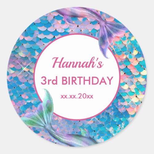 mermaid Birthday Classic Round Sticker