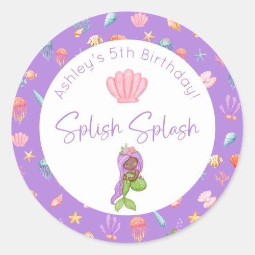 Mermaid Birthday Classic Round Sticker