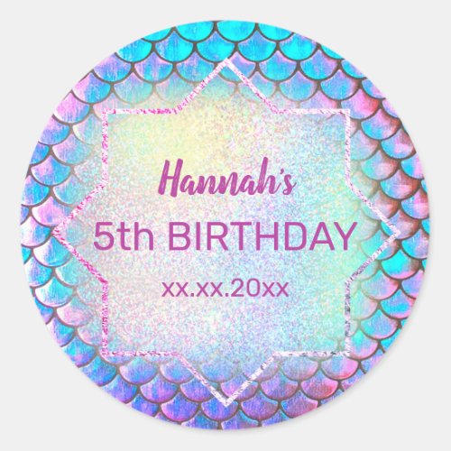 mermaid Birthday Classic Round Sticker