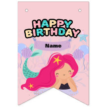 Mermaid Birthday Design bunting banner