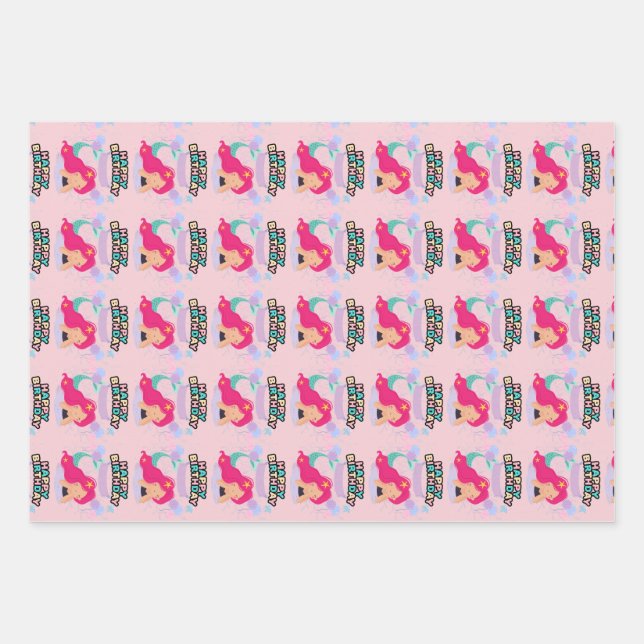 Mermaid Birthday  Design – Underwater  Wrapping Paper Sheets (Front 2)