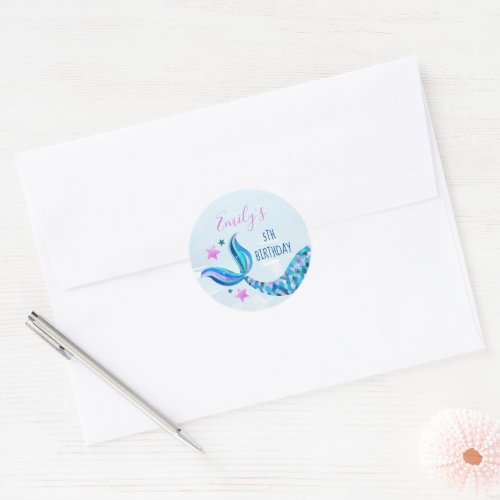 Mermaid Birthday Envelope Stickers