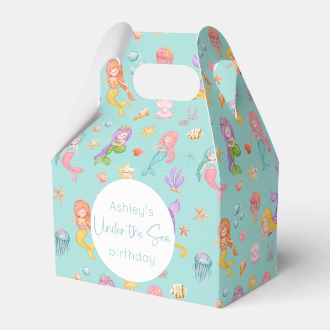 Mermaid Birthday Favor Boxes (Front Side)