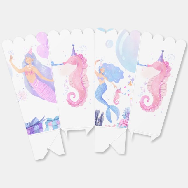 Mermaid Birthday Favor Boxes (Unfolded)