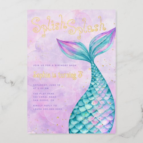 Mermaid Birthday Foil Invitation