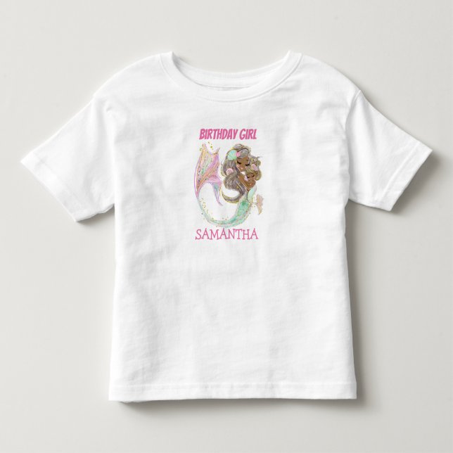 Mermaid Birthday Girl White nautical Toddler T-shirt (Front)