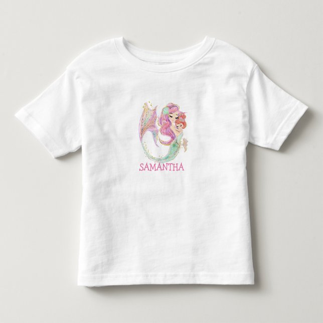 Mermaid Birthday Girl White UNDER THE SEA Toddler  Toddler T-shirt (Front)