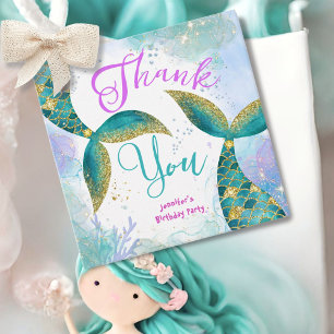 Mermaid Birthday Girls Purple Teal Favor Tags