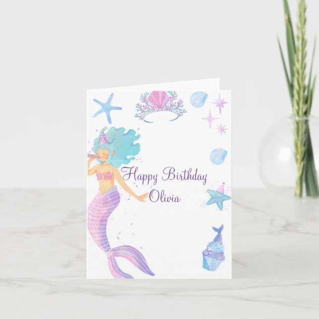MERMAID BIRTHDAY GREETING CARD (Front)