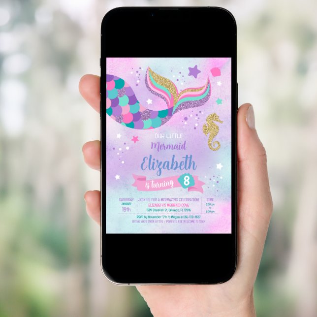 Mermaid Birthday Invitation (Front Digital)