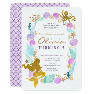 mermaid birthday invitations zazzle